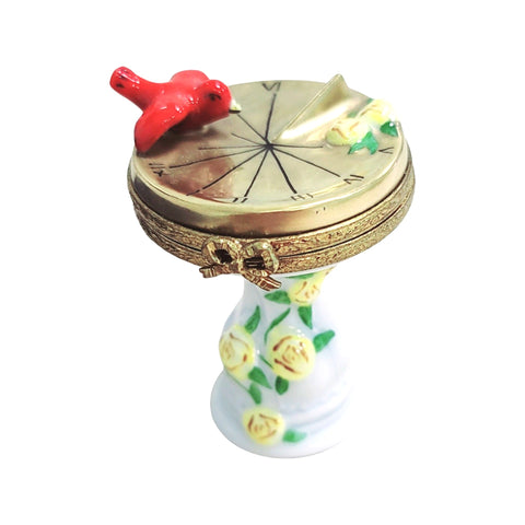 Bird on Sundial Porcelain Limoges Trinket Box