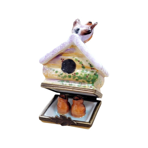 Birds House w Eggs in Winter Birdhouse Porcelain Limoges Trinket Box