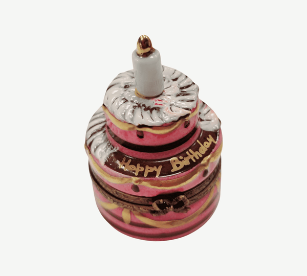 Birthday Cake with Candle Porcelain Limoges Trinket Box