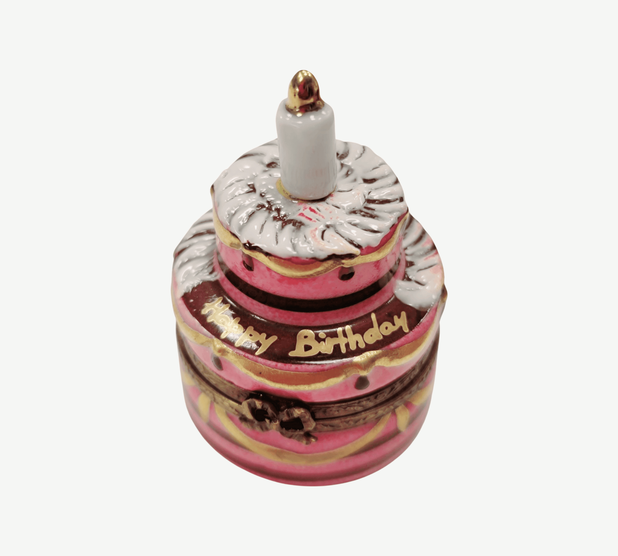 Birthday Cake with Candle Porcelain Limoges Trinket Box