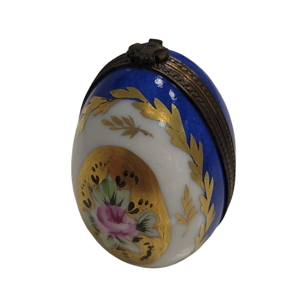 Blue Egg Vertical Perfume Porcelain Limoges Trinket Box