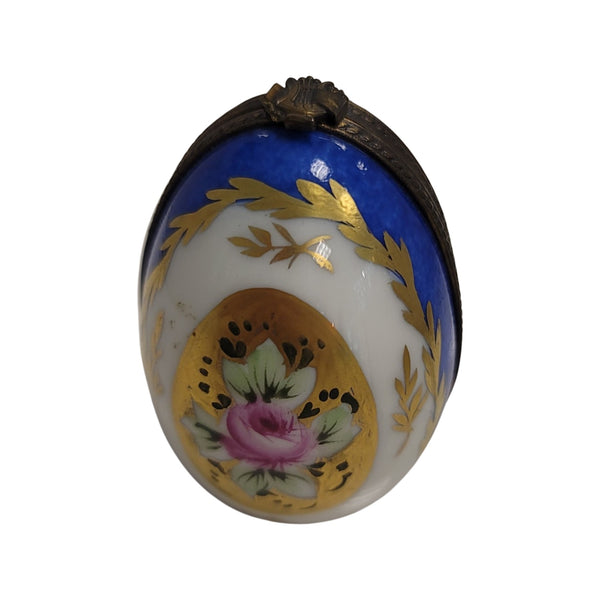Blue Egg Vertical Perfume Porcelain Limoges Trinket Box