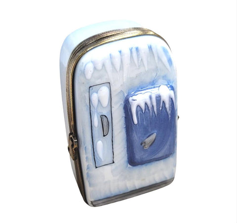 Blue Frozen Refridgerator Porcelain Limoges Trinket Box