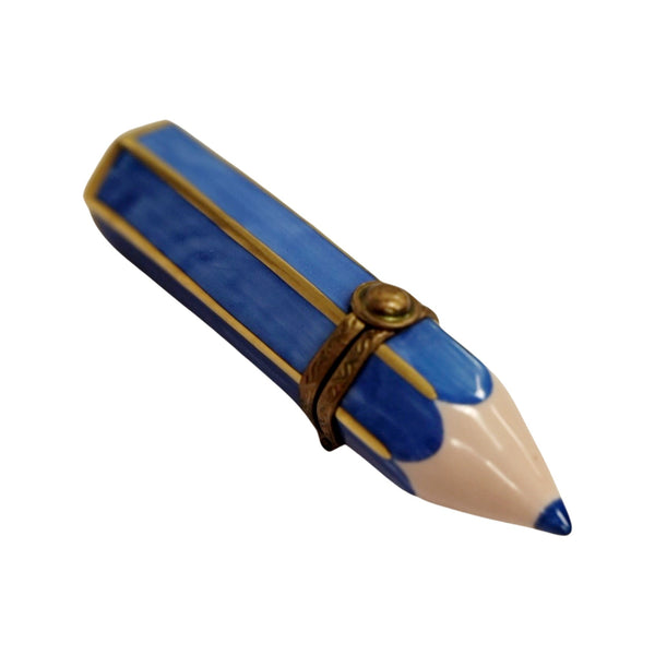 Blue Pencil Porcelain Limoges Trinket Box