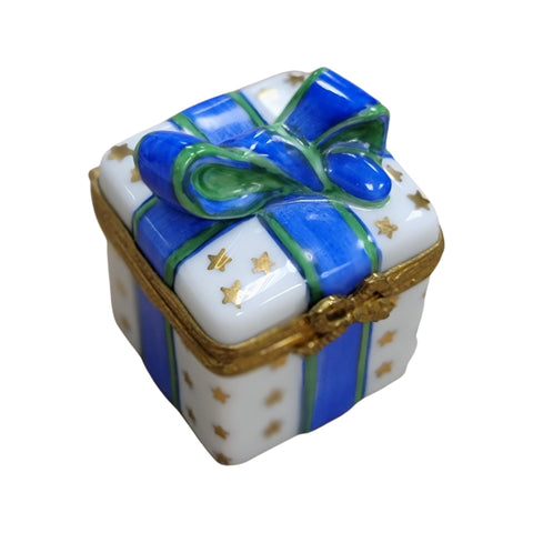 Blue Ribbon Present Gift Porcelain Limoges Trinket Box