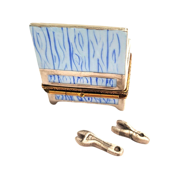Blue Work Bench Tool and Tools Porcelain Limoges Trinket Box