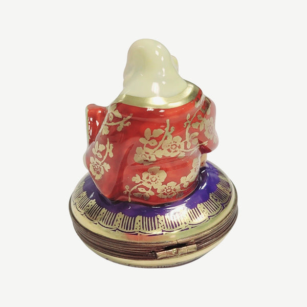 Buddha Red PV Porcelain Limoges Trinket Box