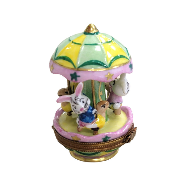 Bunny Carnival Ride Carousel Porcelain Limoges Trinket Box