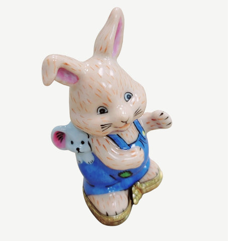 Bunny Rabbit w Mouse Porcelain Limoges Trinket Box
