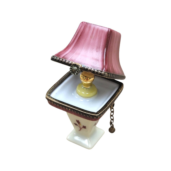 Burgundy Table Lamp Lightbulb Porcelain Limoges Trinket Box