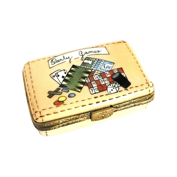 Card Games Suitcase Porcelain Limoges Trinket Box