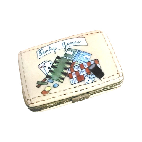 Card Games Suitcase Porcelain Limoges Trinket Box