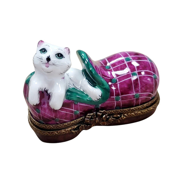 Cat in Slipper Porcelain Limoges Trinket Box