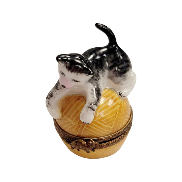 Cat on Yarn Porcelain Limoges Trinket Box