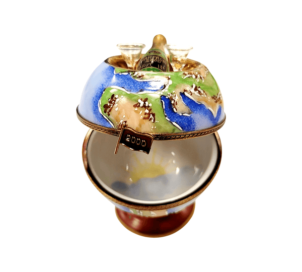 Champagne Globe 2000 Porcelain Limoges Trinket Box