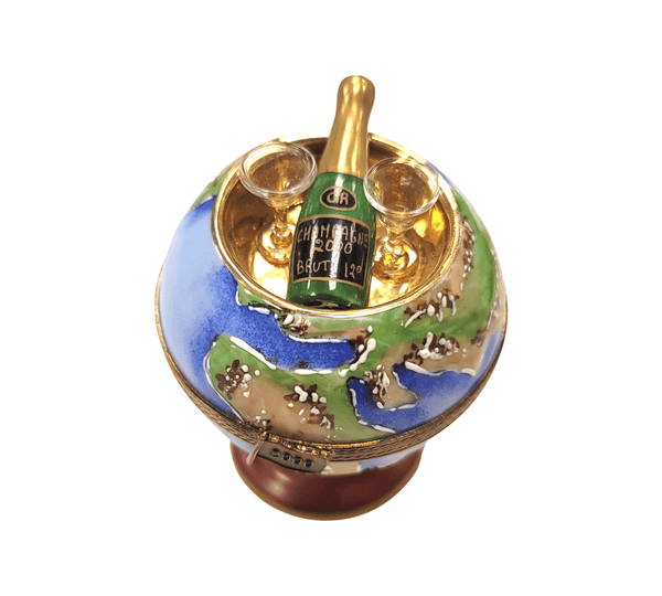 Champagne Globe 2000 Porcelain Limoges Trinket Box