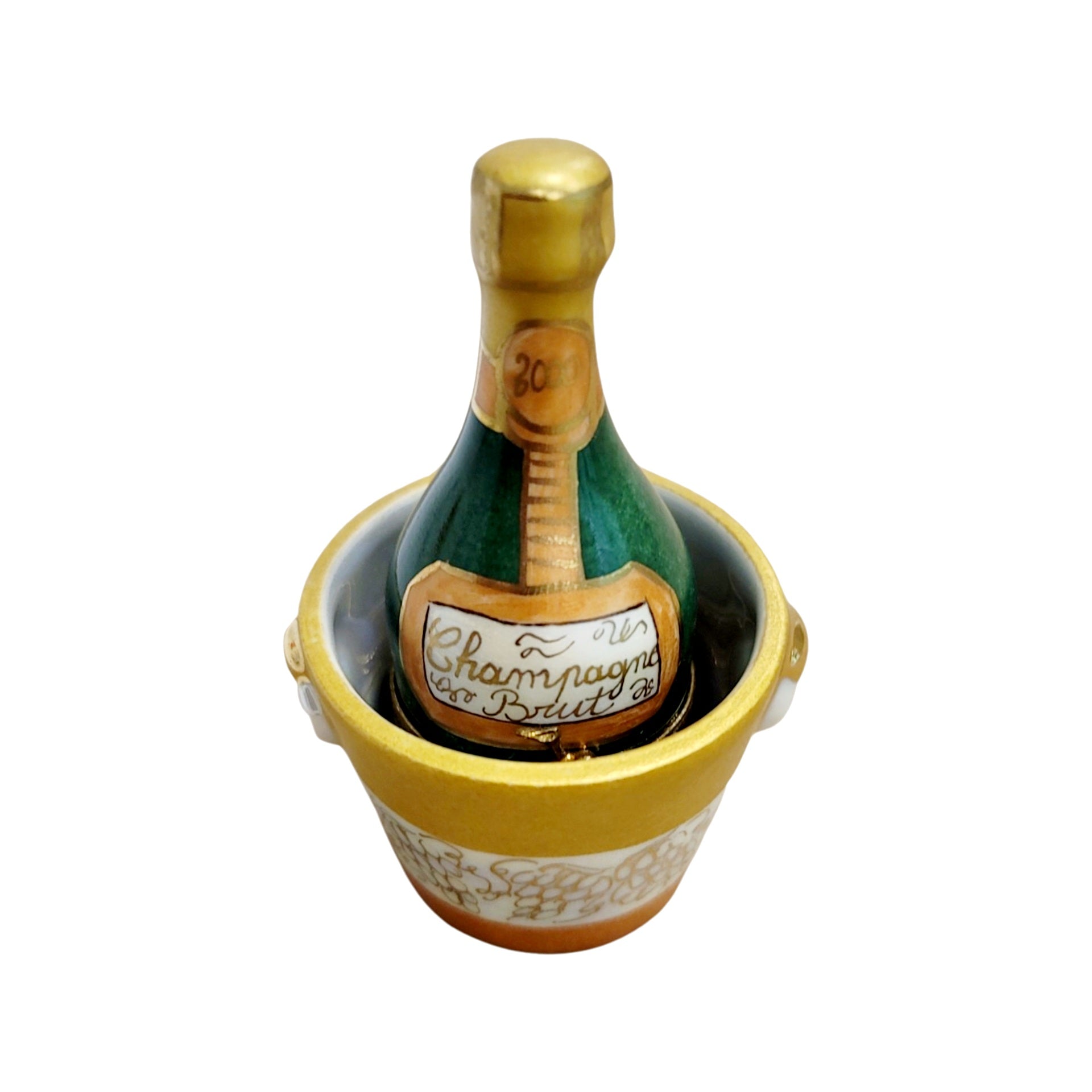 Champagne in Bucket Porcelain Limoges Trinket Box