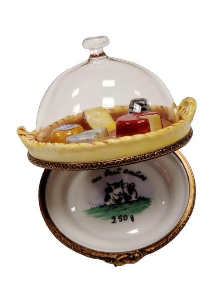 Cheese on Platter under Dome Porcelain Limoges Trinket Box