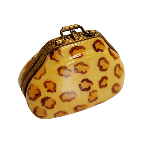 Cheetah Purse Porcelain Limoges Trinket Box