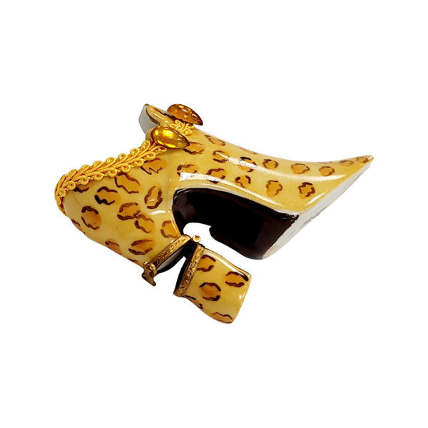 Cheetah Shoe Fashion Porcelain Limoges Trinket Box