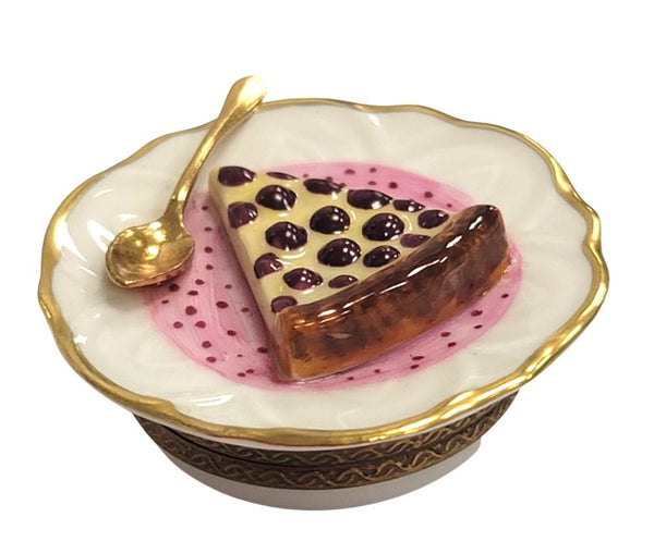 Cherry Pie Dessert on Plate Porcelain Limoges Trinket Box