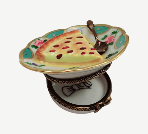 Cherry Pie Dessert on Plate Rare Porcelain Limoges Trinket Box