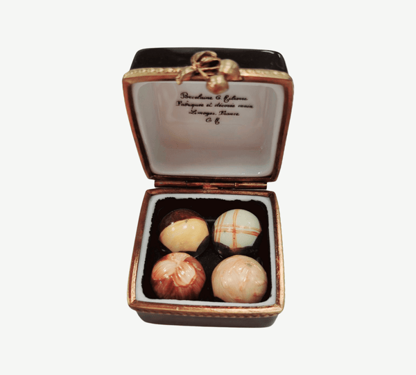 Chocolate Truffles Square Porcelain Limoges Trinket Box