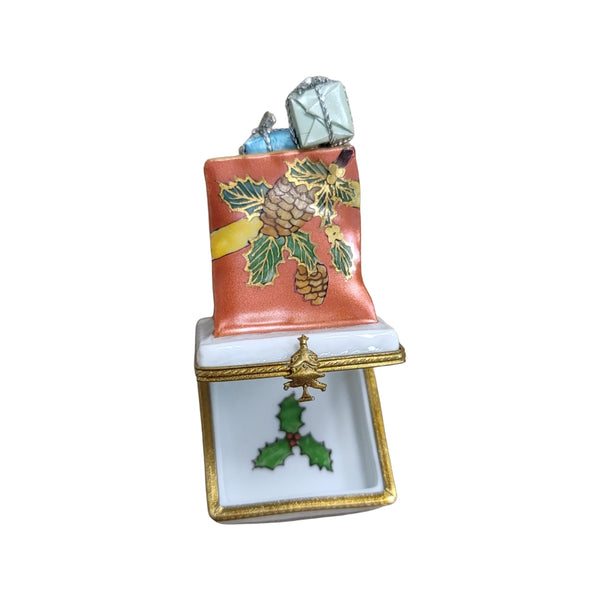 Christmas Bag of Gifts Porcelain Limoges Trinket Box