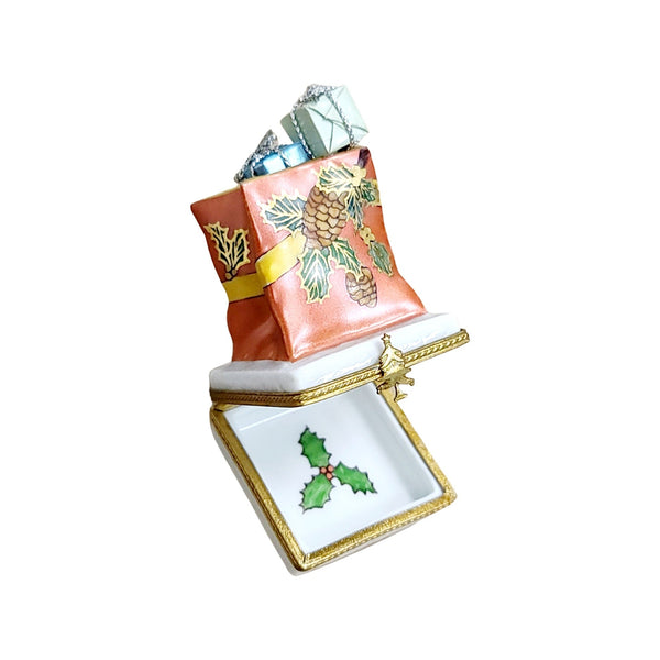 Christmas Bag of Gifts Porcelain Limoges Trinket Box