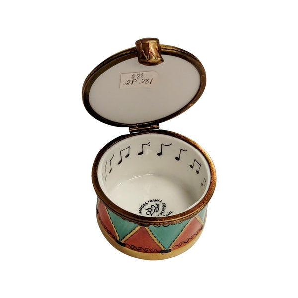 Christmas Drum PV Retired in 90s Porcelain Limoges Trinket Box