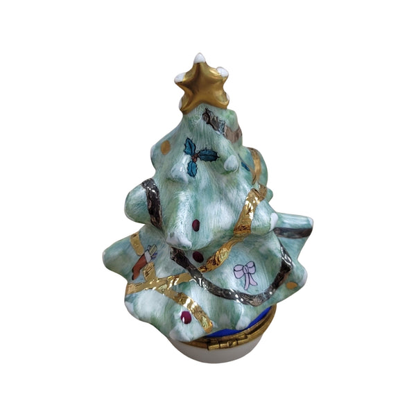 Christmas Tree Porcelain Limoges Trinket Box