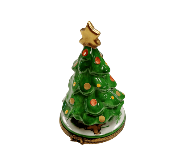 Christmas Tree w Star Porcelain Limoges Trinket Box