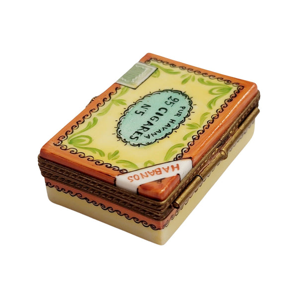 Cigar w Removable Cigars Porcelain Limoges Trinket Box