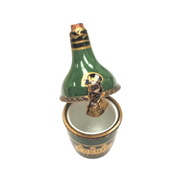 Cognac Bottle Porcelain Limoges Trinket Box
