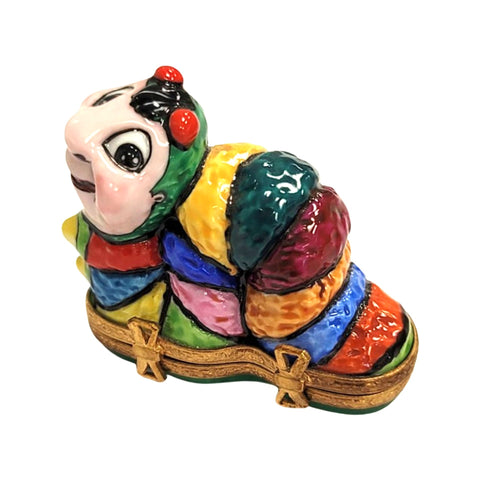 Colorful Worm Porcelain Limoges Trinket Box