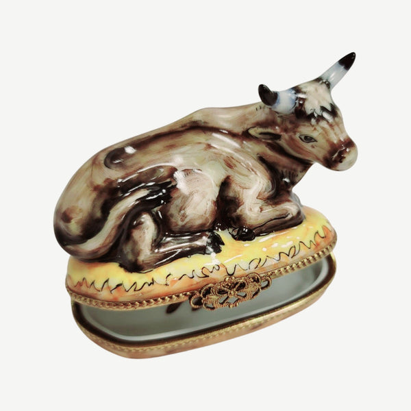 Cow Bull Nativity Porcelain Limoges Trinket Box