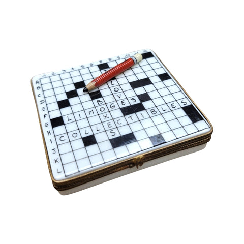 Crossword Puzzle Game Porcelain Limoges Trinket Box
