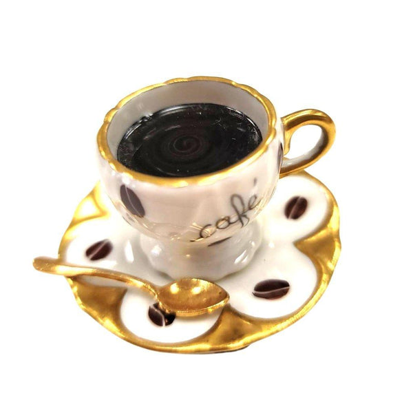 Cup of Coffee Cafe Porcelain Limoges Trinket Box