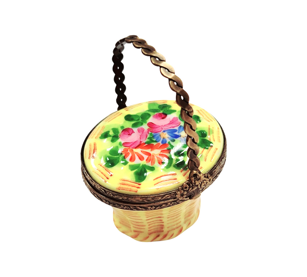 Cute Flowers Basket Porcelain Limoges Trinket Box
