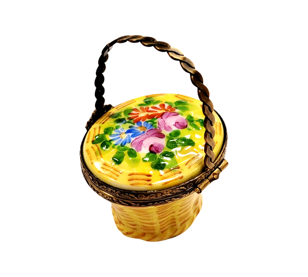 Cute Flowers Basket Porcelain Limoges Trinket Box