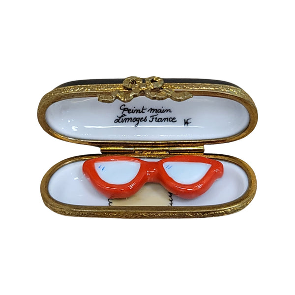 Designer Sun Glasses Porcelain Limoges Trinket Box