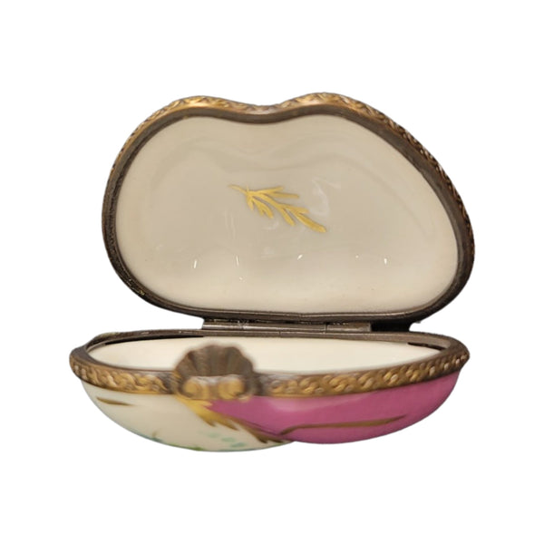 Double Pink Heart Porcelain Limoges Trinket Box