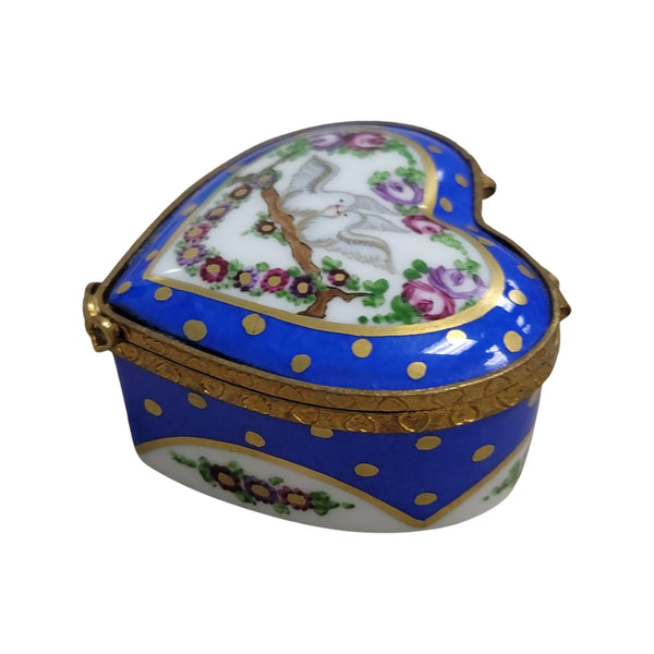 Doves on Heart Porcelain Limoges Trinket Box