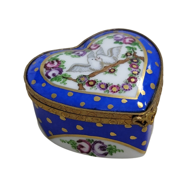 Doves on Heart Porcelain Limoges Trinket Box
