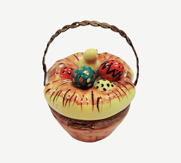 Easter Basket w Eggs Bird Porcelain Limoges Trinket Box