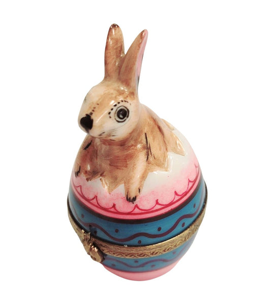 Easter Rabbit on Egg Porcelain Limoges Trinket Box