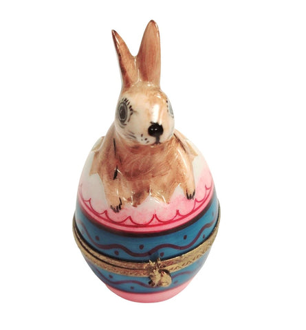 Easter Rabbit on Egg Porcelain Limoges Trinket Box