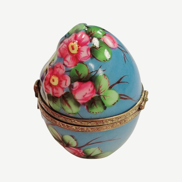 Egg Bird Flowers Porcelain Limoges Trinket Box