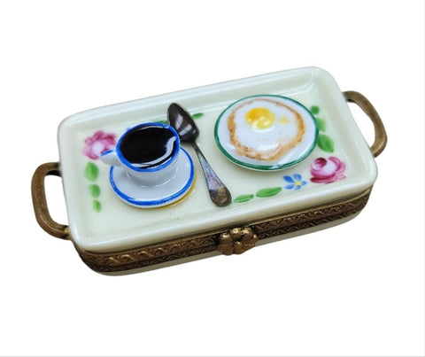Egg & Coffee Tray Porcelain Limoges Trinket Box