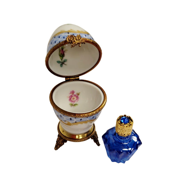 Egg w Perfume on Brass Porcelain Limoges Trinket Box